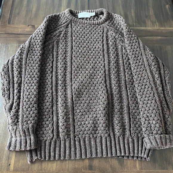 Chunky Knit Crewneck Sweater - Brown - Picture 4 of 13